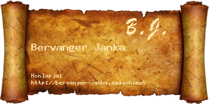 Bervanger Janka névjegykártya
